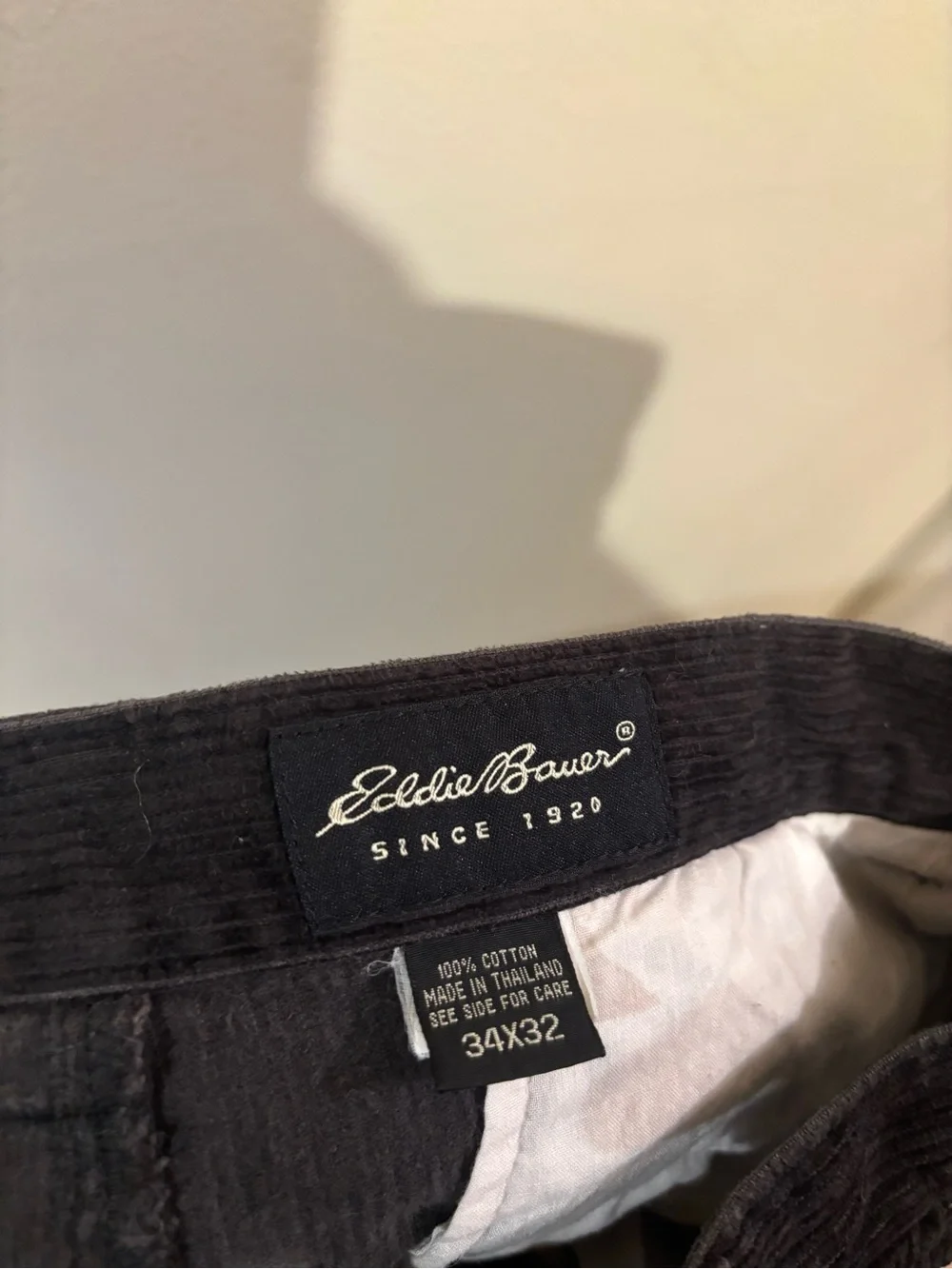 Eddie Bauer Men’s Corduroy Black Straight Fit Pants - Size 34x32